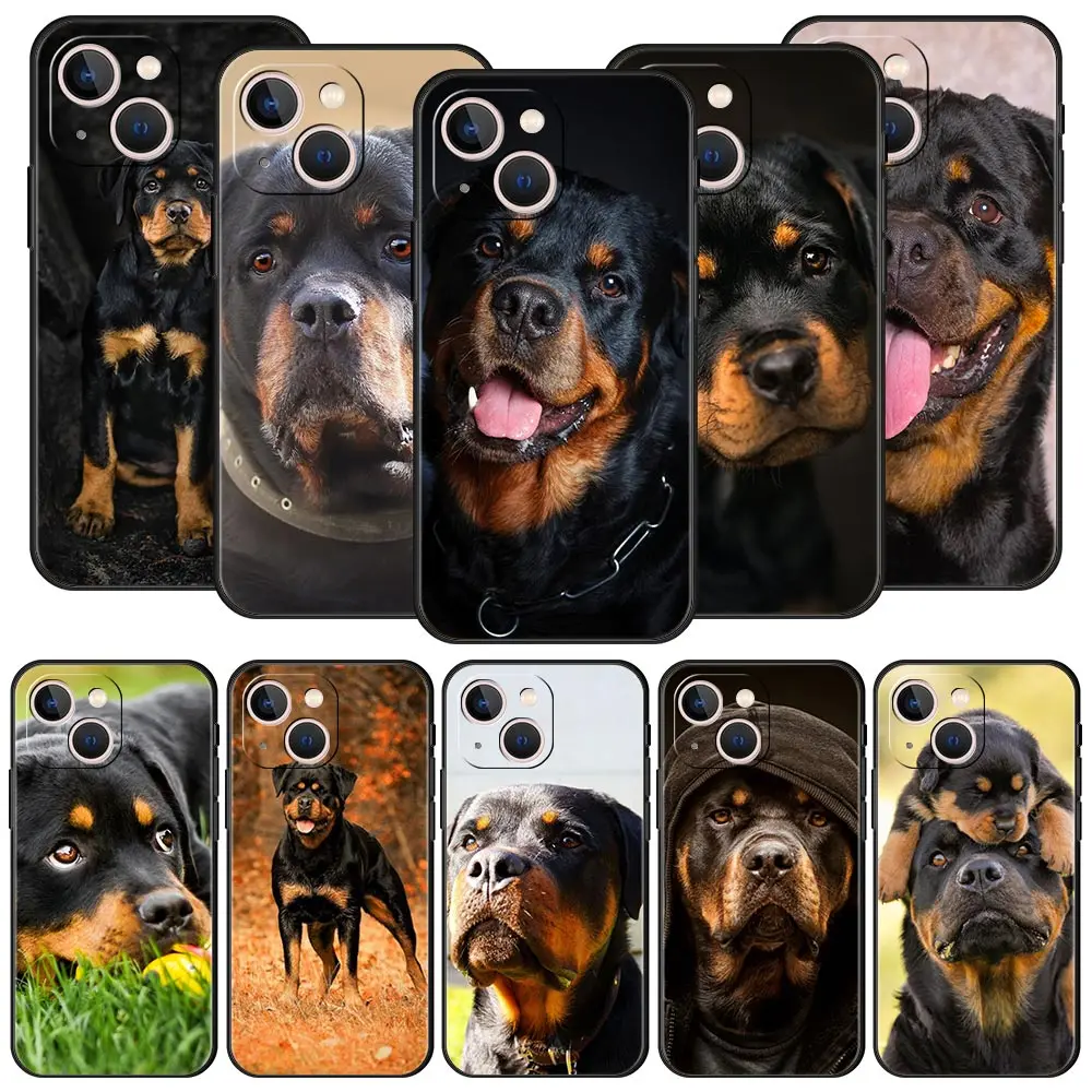 Rottweiler Köpek Telefon Kılıfı İçin Apple iPhone 11 15 14 Pro MAX 12 13 7 8 Artı X XR XS MAX SE Silikon Siyah Kapak Lüks Funda