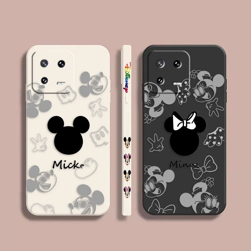 Xiaomi için telefon kılıfı POCO F3 F4 F5 M2 M3 M4 M5 X2 X3 X4 X5 GT Pro 5G Çapa Sıvı silikon kılıf Anime Sevimli Mickey Minnie Mouse