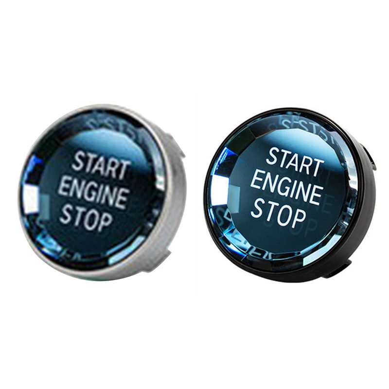 2 ADET Araba İç Anahtarı Kapağı Kristal Tek Anahtar Motor Çalıştırma Durdurma Düğmesi Sticker Trim İçin BMW-3/5 Serisi, siyah ve Gümüş