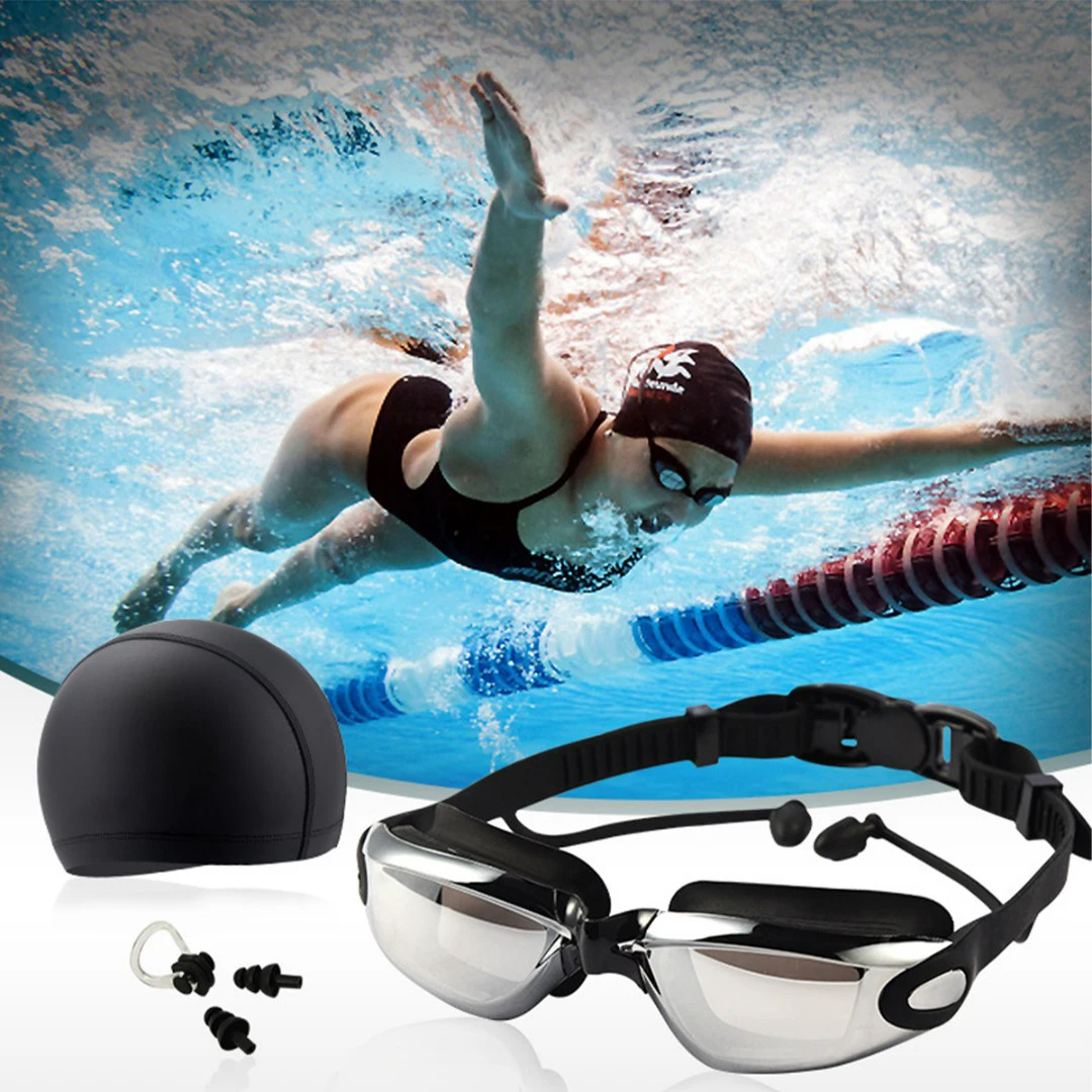 Yeni Varış yüzme gözlüğü Seti + Yüzme Kap Erkek Kadın Su Sporları Gözlük Malzemeleri