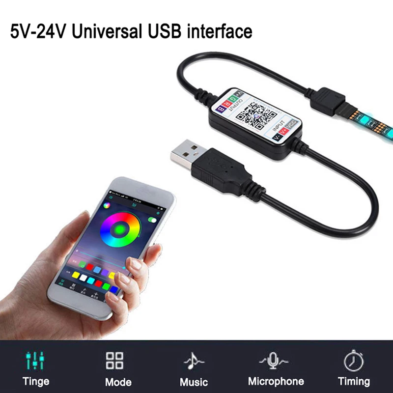 Bluetooth uyumlu ışık şeridi RGB kablosuz ev LED RGB USB şerit denetleyicisi