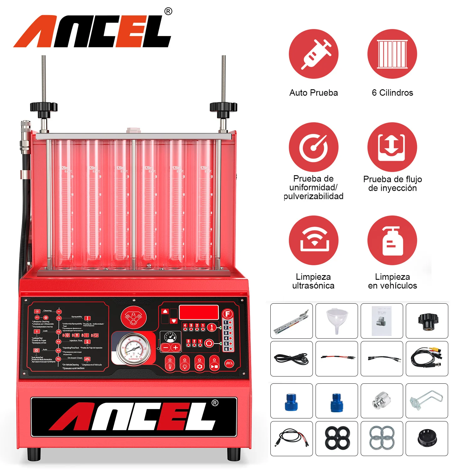 ANCEL AJ600 enjektör temizleyici Test Cihazı GDI EFI FEI 6 Silindirli Yakıt Sistemi Temizleyici Enjeksiyon Test Cihazı Araba Motosiklet için