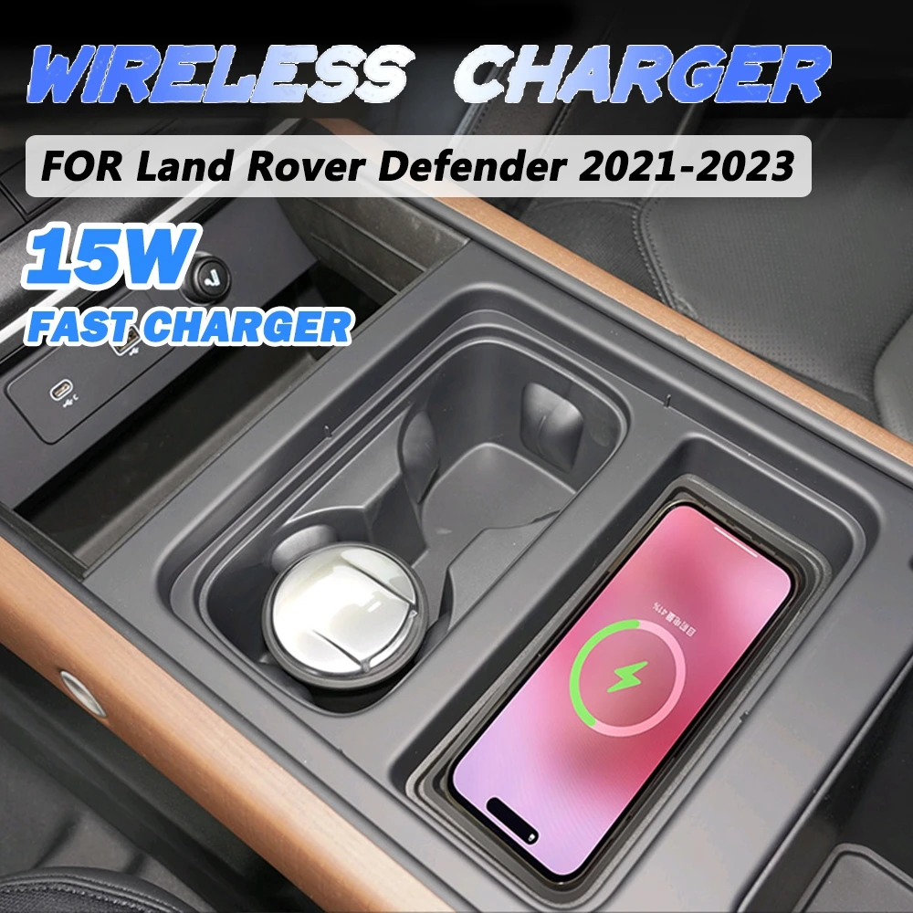 Land Rover Defender 110 İÇİN 2021-2023 15W QI Kablosuz Şarj İndüksiyon Akıllı Telefon Araba Kablosuz Şarj Pedi Tutucu iPhone