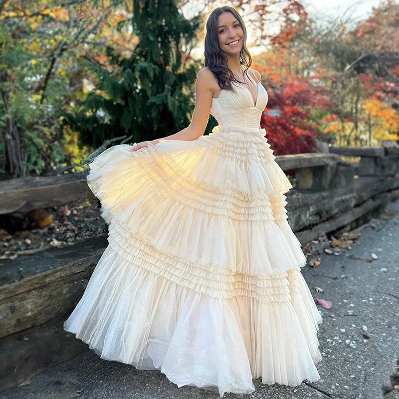 Basit Bir Çizgi V Yaka Kolsuz Fırfır Düğün Konuk Akşam Kokteyl Balo mezuniyet elbiseleri Gelin Özel Durum için
