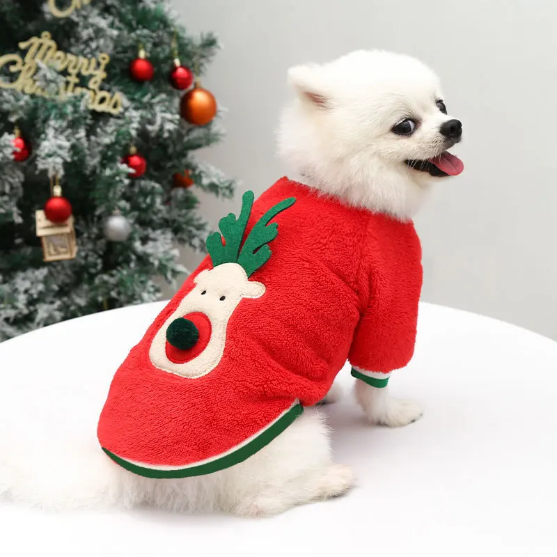 Köpek Noel Giysileri Kış Sıcak Evcil Hayvan Giysileri Küçük Orta Köpekler için Elk Noel Baba Köpek Kediler Ceket Hoodies Noel Köpekler Kostüm