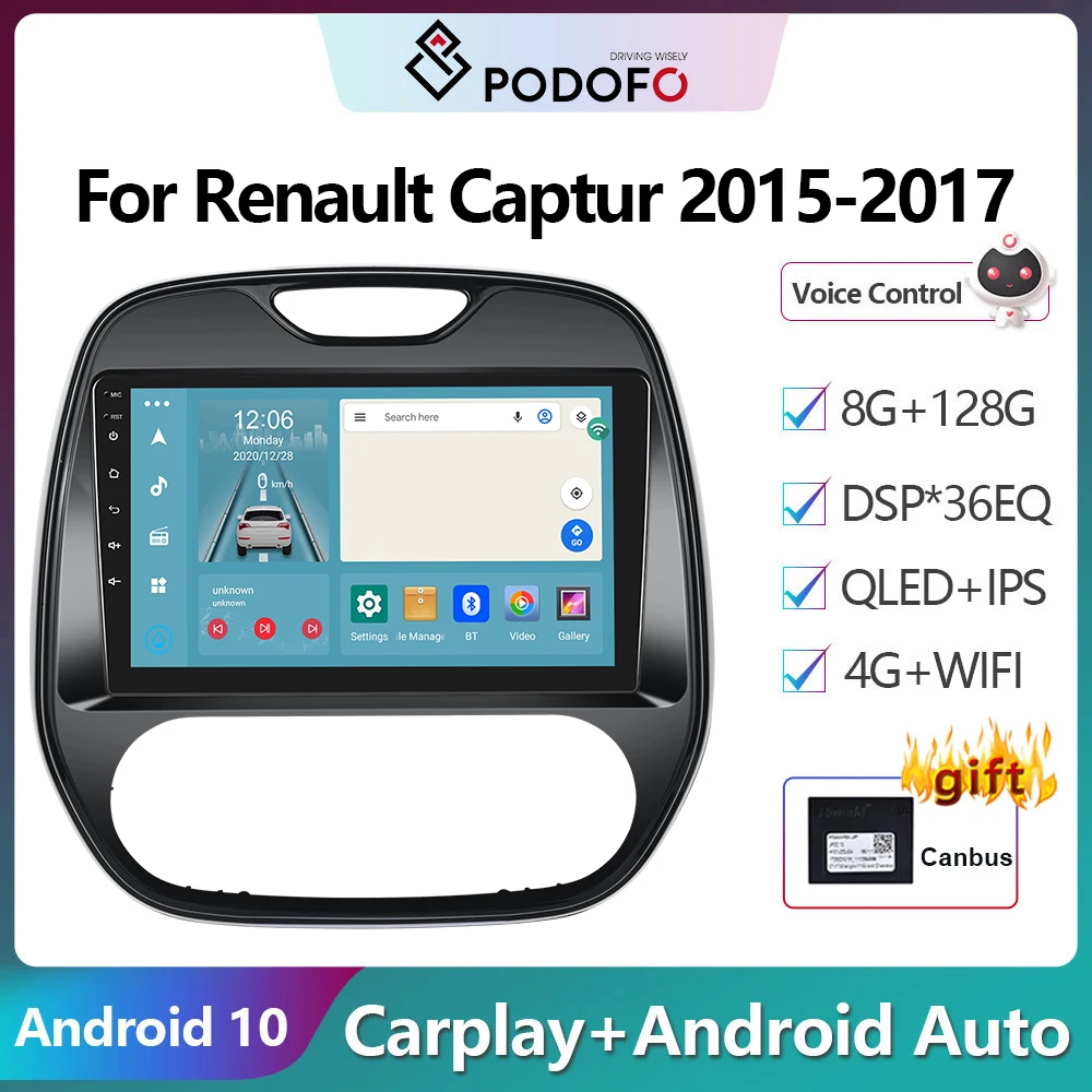 Podofo Renault Captur Için 2015-2017 Araba Radyo Multimedya Video Oynatıcı Navigasyon stereo GPS Android Hiçbir 2din 2 din dvd