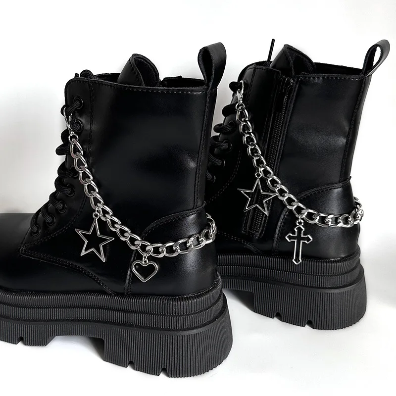 Moda Metal Zincir Ayakkabı Takılar Çizmeler için DIY Punk Hip Hop Çizmeler Zincir Aksesuarları Basit Çok Yönlü Vintage Ayakkabı Süslemeleri Yeni