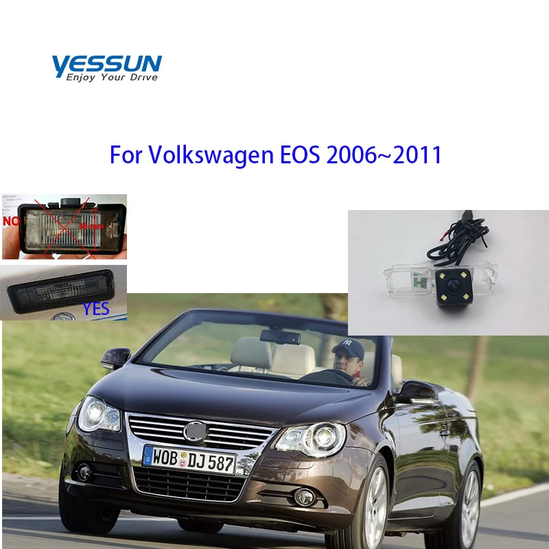Yessun CCD Arka Görüş Kamerası Volkswagen EOS 2006~2011 Park Ters Yedekleme 4 LED KAMERA araba lisansı plaka