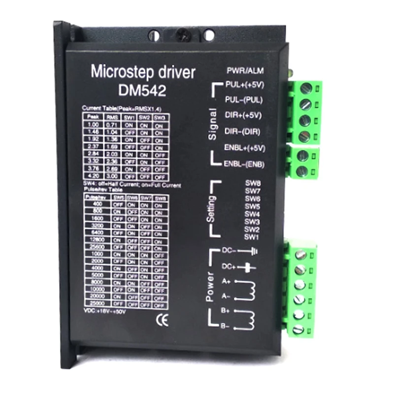 DM542 CNC Dijital Microstep Sürücü kademe motoru kontrolörü 2 Fazlı 20-50V DC Max 4.2 A 17, 23 Step Motor