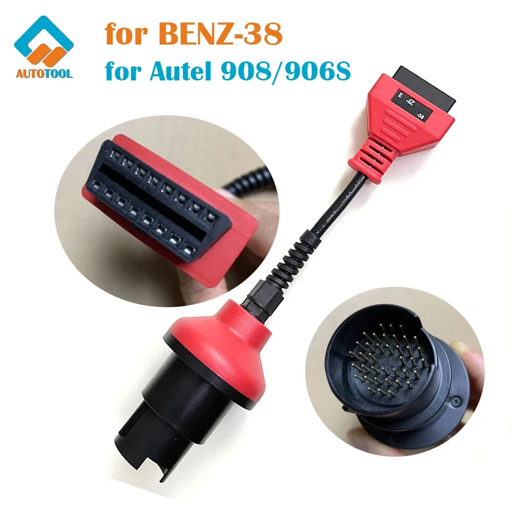 Araba Aksesuarları BENZ-38 Kablo Adaptörü Autel 908 / 906S MB 38 Pin OBD2 teşhis konnektörü