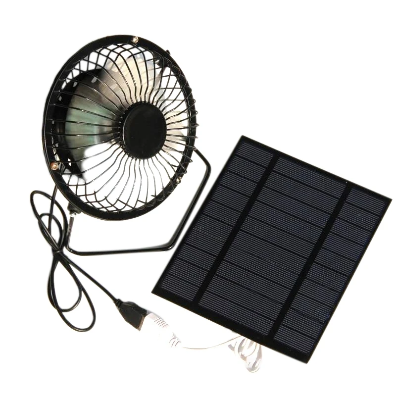 5W 5V güneş panelı Enerjili Fan, Mini Taşınabilir Havalandırma Soğutma Fanı 4 İnç USB Taşınabilir Fan Kamp Yat Köpek Evi