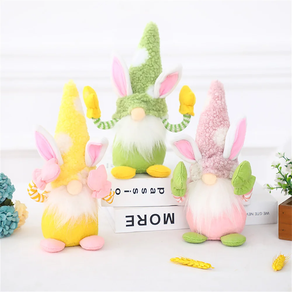 Paskalya Yumurtası Rudolf Bebek Tavşan Elf Yeşil Pembe Sarı Tavşan Paskalya Hediye Çocuklar DIY Mutlu Paskalya Parti Süslemeleri Ev İçin