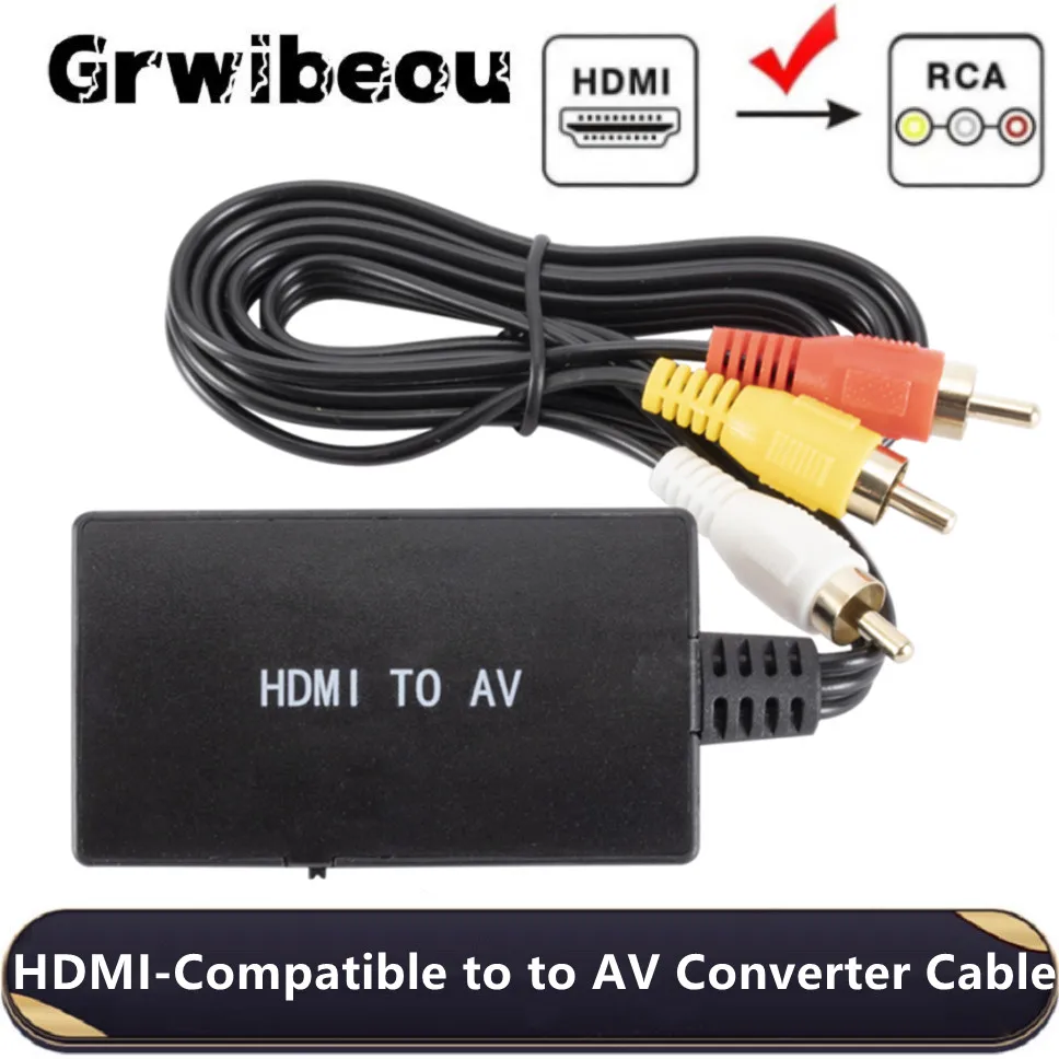 Grwıbeou HDMI RCA Dönüştürücü HDMI AV CVBs Kompozit Video Adaptörü Destekler PAL / NTSC için TV çubuk mini PC Roku android TV kutusu DVD