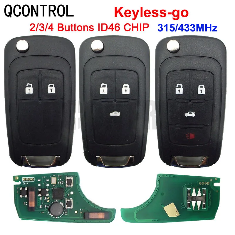 QCONTROL Uzaktan akıllı anahtar için uygun Chevrolet 2/3/4 Düğmeler 315MHz 433MHz ile ID46 Çip HU100 Bıçak Anahtarsız gitmek Konfor erişim