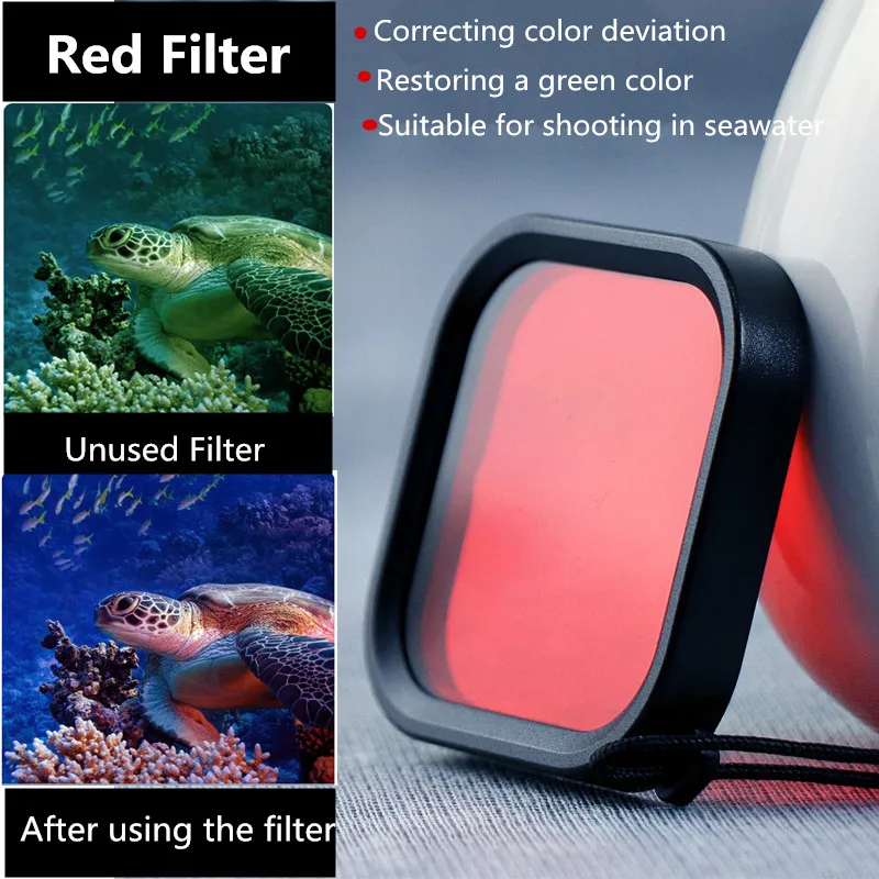 Dalış su geçirmez muhafaza Durumda Dalış Renkli Lens filtre kiti GoPro Hero için 8 Aksesuarları kırmızı pembe mor filtre