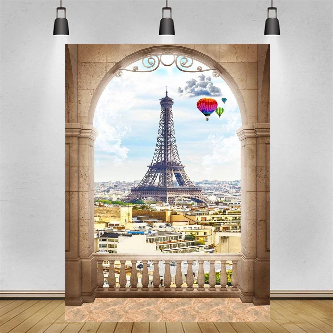 Fotoğraf Backdrop Romantik Paris Eyfel Kulesi Şehir Manzara Üstten Görünüm Kemerli Platform Bebek Çocuk Severler Portreler Arka Plan