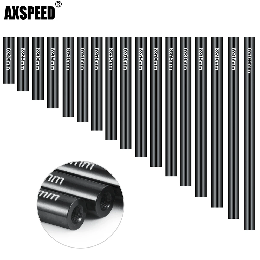 AXSPEED 17 Adet Metal Bağlantı Çubuğu 20-100mm Çap 6mm Çekme Çubuğu 1/10 SCX10 AX10 CX10 CC01 F350 RC01 D90 RC Paletli Araba Parçaları