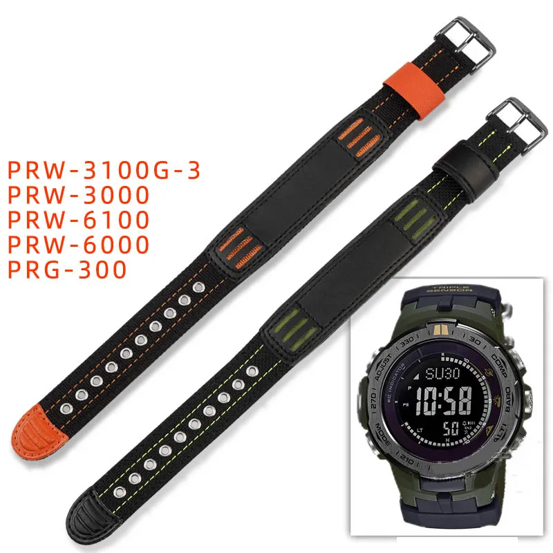Modifiye Naylon Yedek Watchband Casio G-Shock PRW3100/6000 / 6100Y PRG-300/250/510 Serisi erkek saati Aksesuarları