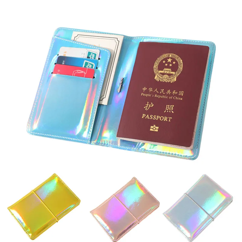 Su geçirmez Pasaport Kredi kartlıklı cüzdan Kadın Erkek Moda Seyahat Pasaport Kapağı Cep Çanta Çanta Lazer Renkleri ile