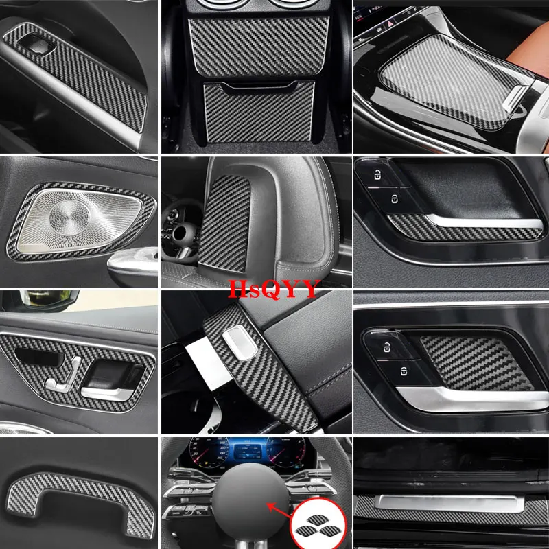 Mercedes Benz C Sınıfı için W206 2022 2023 gerçek Karbon Fiber İç Araba Styling Aksesuarları Merkezi Kontrol dekorasyon çıkartmaları