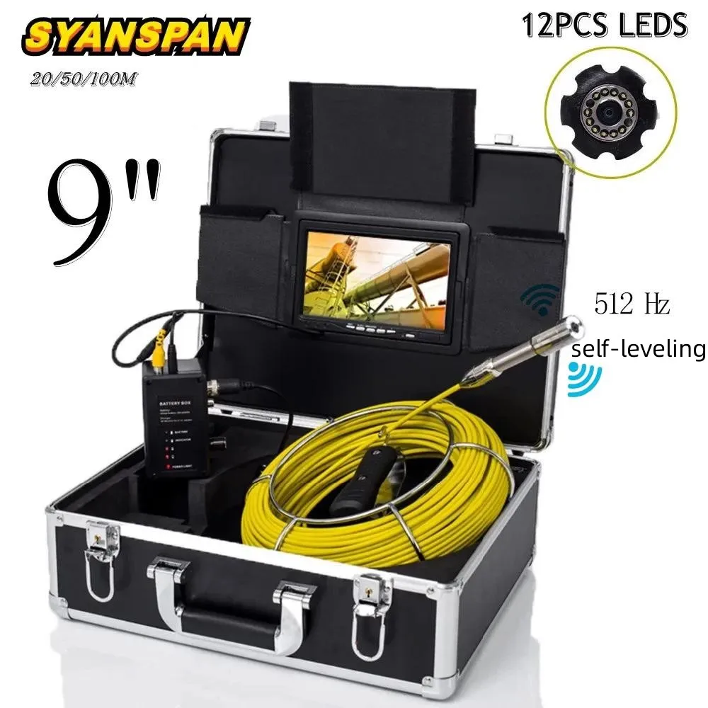 SYANSPAN 20/50/100M Kendinden tesviye Kanalizasyon Drenaj Borusu Kamera 9 inç Monitör 23MM Boru Hattı Sıhhi Tesisat muayene endoskobu Kamera