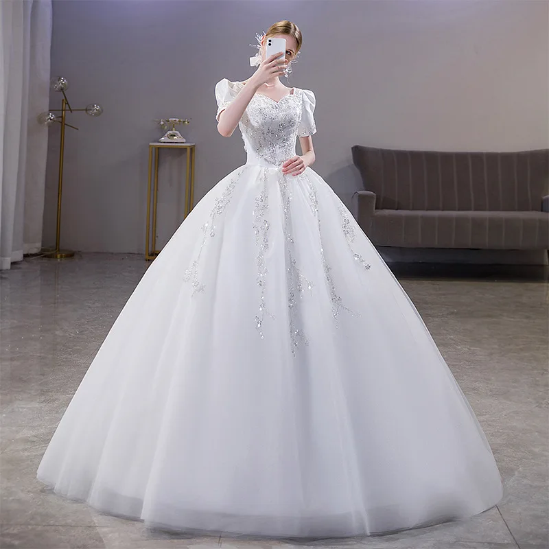 Gelinlik Yeni Gelin Balo Artı Boyutu Gelinlik Nakış Dantel Up Elbiseler vestidos de novia