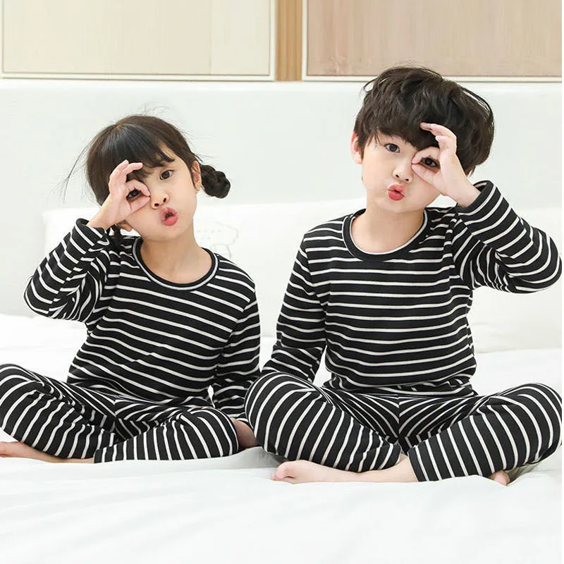 Kış Kalınlaşmış Erkek Kız Tek parça Kadife Eğlence Giyim çocuk Peluş Astar İç Çamaşırı Takım Elbise çocuk Pijama Takım Elbise