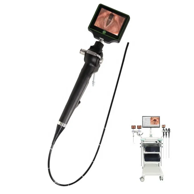 Taşınabilir esnek kullanımlık video fiber bronkoskop veteriner laringoskop ile 3.5 inç LCD ekran