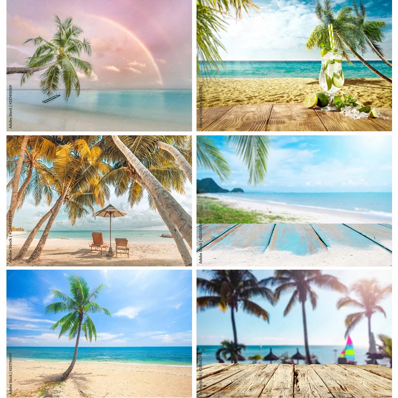 Tropikal Deniz Plaj Palmiye Ağacı Fotoğraf Arka Plan Doğal Manzaralı Fotoğraf Arka Planında Photocall Fotoğraf Stüdyosu 211227-HHB 12