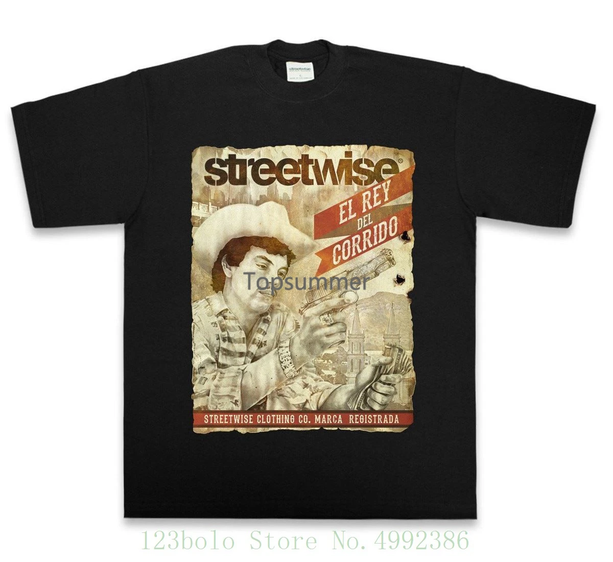 Streetwise Chalino Sanchez T Gömlek Corridos Mexicanos T Gömlek Erkekler Rahat Pamuk Kısa Kollu