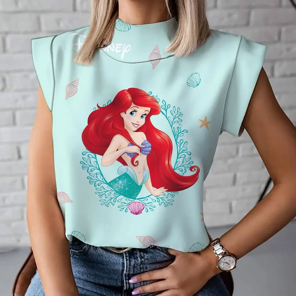 Denizkızı Ariel Tema 2023 Moda Erkek Kız Yelek Omuz Balıkçı Yaka Düz Renk Kolsuz Casual Disney Parti Elbise