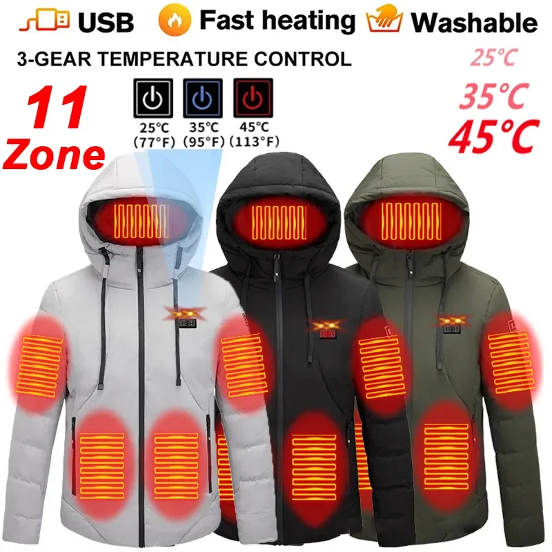 Erkekler 11 alanlar ısıtmalı ceket yelek elektrikli ısıtma yelek Usb ısıtmalı ceket ısıtmalı yelek kadın ısıtmalı Bodywarmer ısıtmalı aşağı ceket