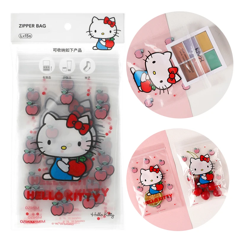 Hello Kitty Kilitli Torba Şeffaf Plastik Kendinden Yapışkanlı Çanta Sevimli Çanta Takı Şeker Mutfak Gıda Koruma Açılıp Kapanabilir