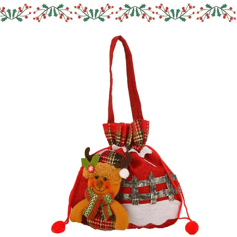 Noel İpli Şeker Torbaları İpli Noel Şeker Torbaları Taşınabilir Çocuk Hediye Çantası Şeker saklama çantası İpli
