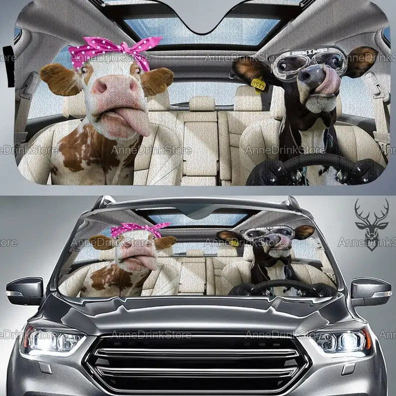 Dil Dışarı İnek araba güneşliği-İnek Sığır Araba Aksesuarları-Sığır Çiftliği Hediyeler araba aksesuarları ön cam siperliği hayvan