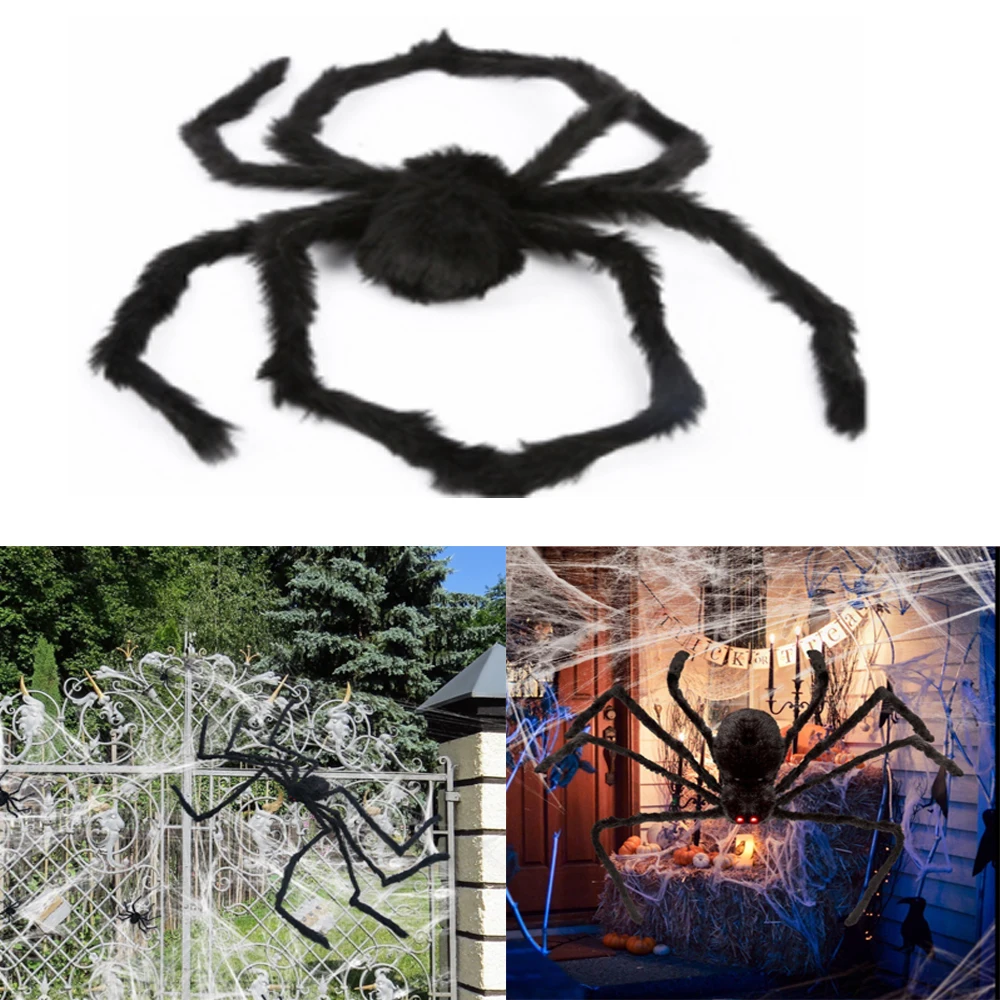 125cm Süper Büyük Peluş Örümcek Cadılar Bayramı Asılı Dekorasyon Dev Gerçekçi Tüylü ÖRÜMCEK Cadılar Bayramı Partisi Bahçe Yard Dekor 2022