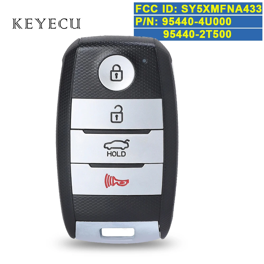 Keyecu Akıllı Uzaktan Anahtar Fob Değiştirme 4 Düğmeler Kia Optima 2014 2015 için FCC ID: SY5XMFNA433, P/N: 95440-4U000, 95440-2T500