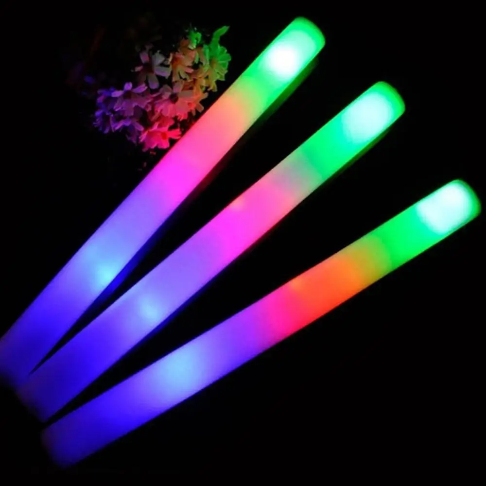 Parti Floresan hafif parlamalı sopa renkli parlak çubuk kolye RGB LED ışıklı köpük sopa ışık Düğün Parti parlak çubuk kolye s Tezahürat Tüpü