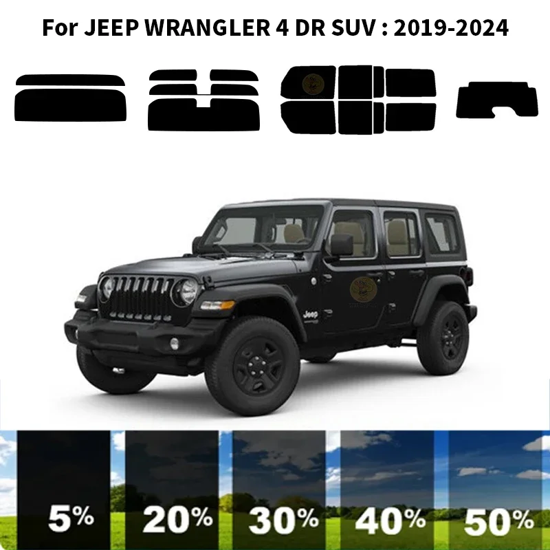 Önceden kesilmiş nanoceramics araba UV Pencere Tonu Kiti Otomotiv Cam filmi JEEP WRANGLER İçin 4 DR SUV 2019-2024
