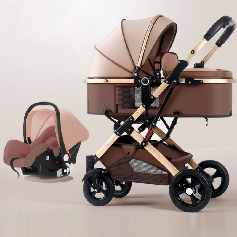 3'ü 1 Arada Bebek Arabası Oturabilir veya Uzanabilir Taşıma Sepeti ile Yenidoğan Şok emici Bebek Arabası İki yönlü Bebek Arabası Yüksek Görüş