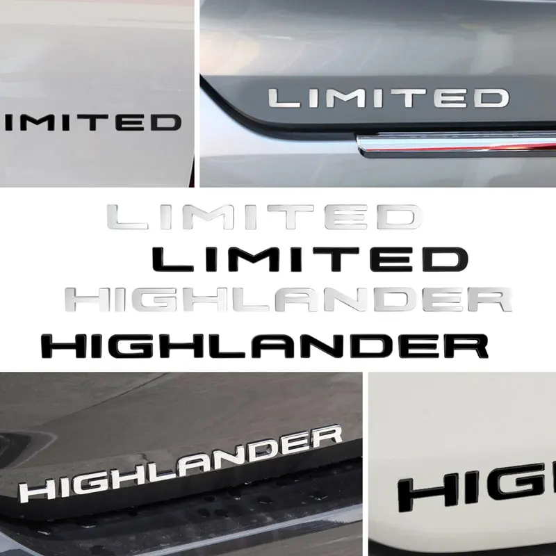 Araba 3D Dekor Krom Metal Sınırlı Mektup Logosu Çamurluk Yan Arka Bagaj Rozeti Sticker Toyota Highlander Amblemi Aksesuarları
