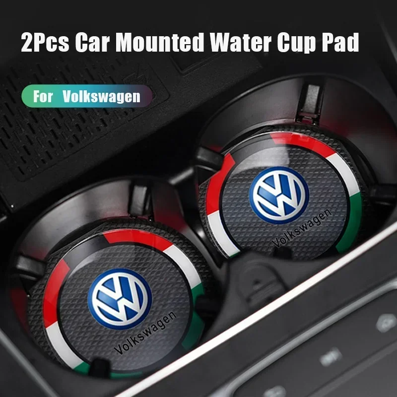 2 Adet / paket Araba Akrilik Tarzı Logo Yaratıcı Su Bardağı Kaymaz Ped Volkswagen Golf 5 İçin 6 7 8 Passat Polo Santana B5 B6 CC Jetta