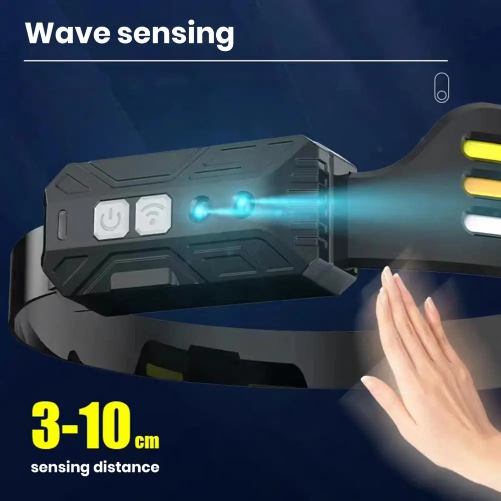 Far Şarj Edilebilir Açık Led Far Sensörü Kontrolü ile Ayarlanabilir Kafa Bandı gece balıkçı ışığı Cob Projektör Geniş