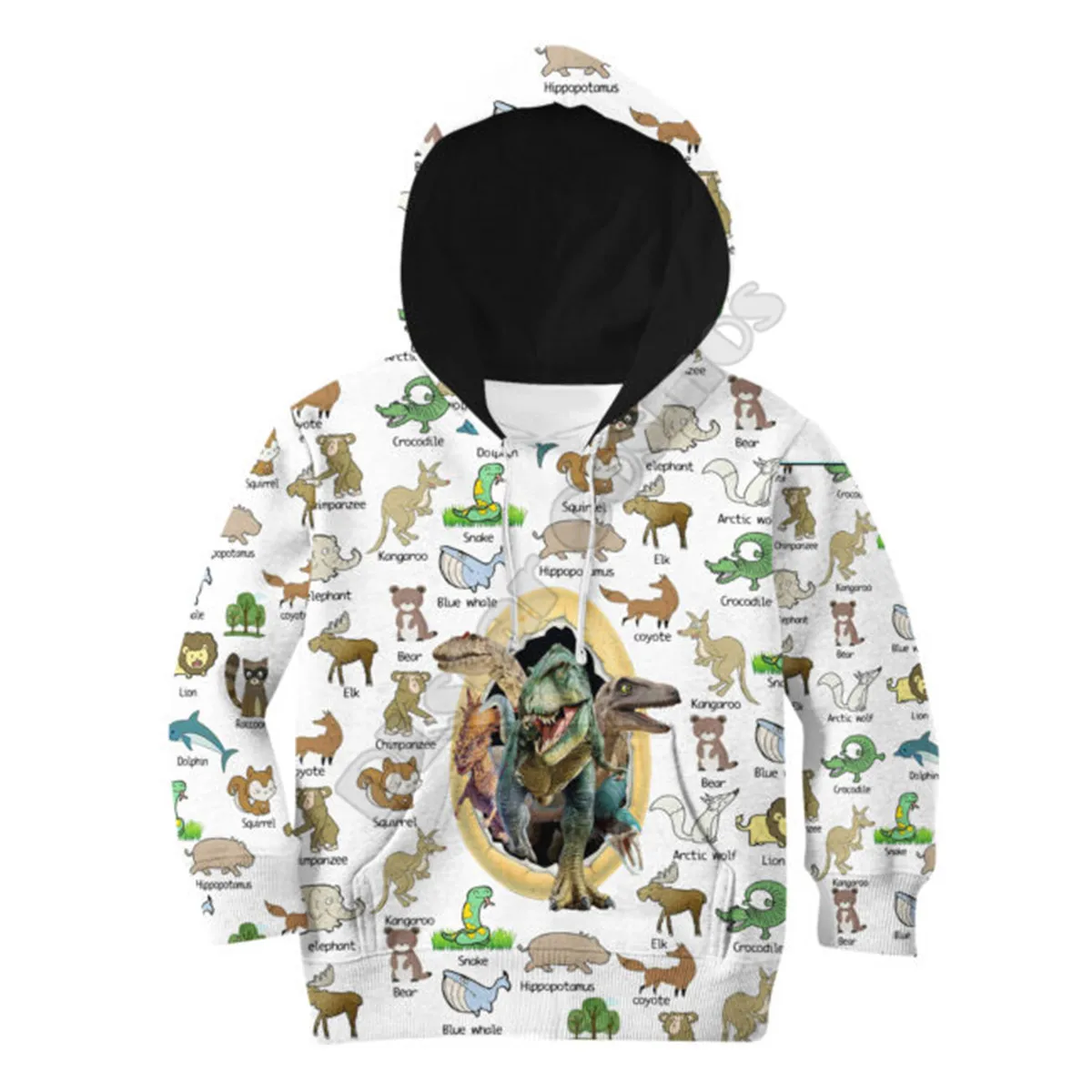 Avcılık Dinozor Baskılı Hoodies Çocuk Kazak Kazak Eşofman Ceket T Shirt Erkek Kız İçin Komik Hayvan Giyim