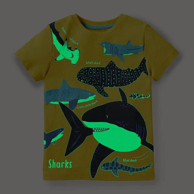 Küçük maven 2023 Yeni Moda Bebek Erkek T-shirt Pamuk Güzel Bebek Okyanus Köpekbalığı Mavi Üstleri Yumuşak ve Konfor Çocuklar için 2-7 yıl
