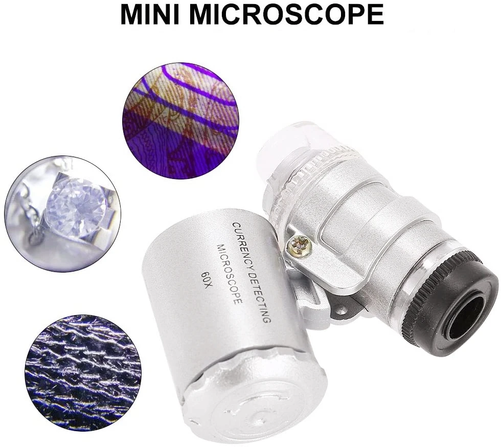 60X Odak Ayarlanabilir Büyüteç Mikroskop Büyüteç Pil Kumandalı