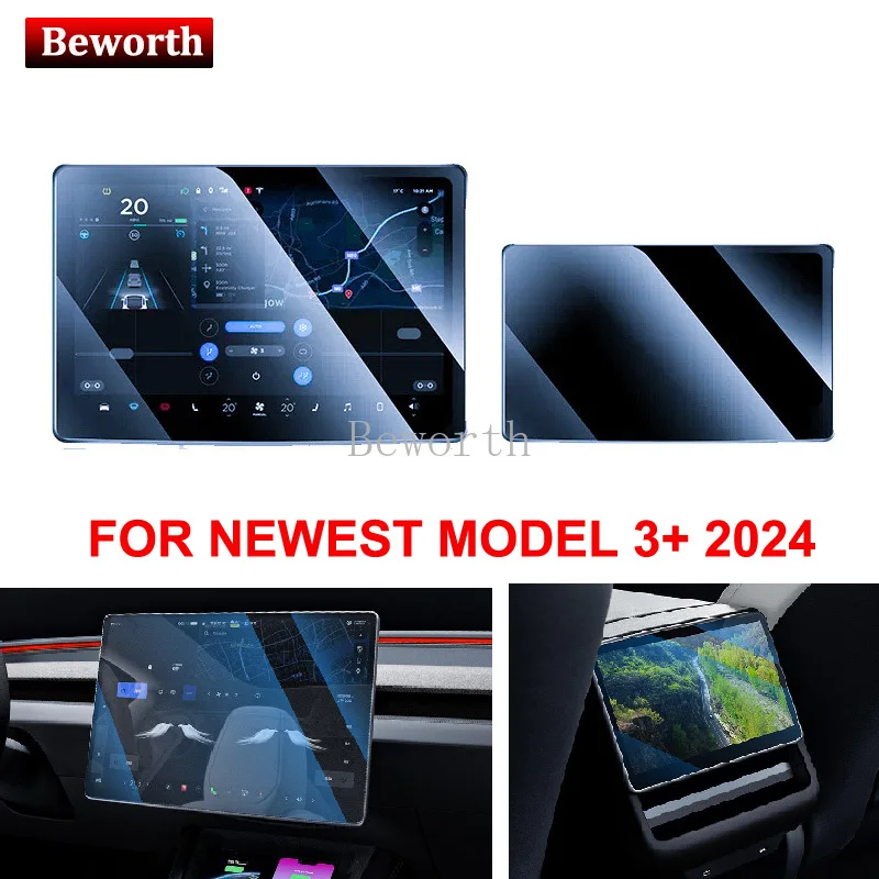 Tesla Modeli 3 Yayla 2024 LCD GPS Navigasyon Temperli Cam Koruyucu Arka Sıra Merkezi Kontrol Dokunmatik ekran koruyucu film