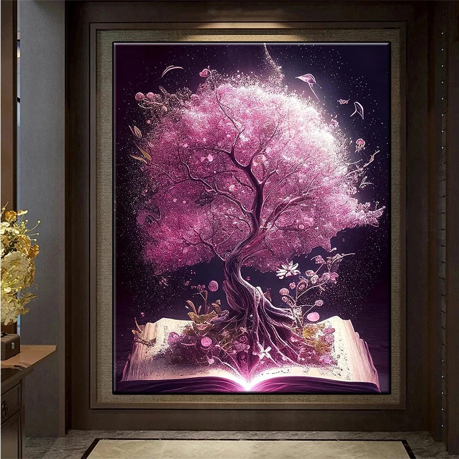 DİY Elmas Boyama Fantezi Soyut Çiçek ve Ağaç Sanat Elmas Mozaik Tam Matkap Çapraz Dikiş El Yapımı Hobi