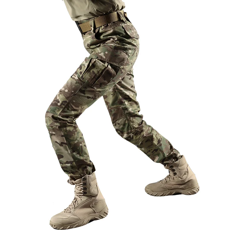 Erkekler Ekose CP Kamuflaj Çok Cep Tulum Uzun Pantolon Açık Eğitim Tırmanma Yürüyüş Kamp Wargame Ordu Taktik Pantolon