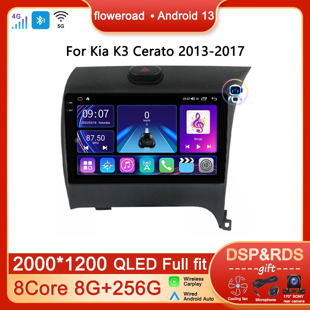QLED Ekran Carplay Autoradio Android Kıa K3 Cerato Forte 2013 -2017 İçin Araba Radyo Multimedya Oynatıcı Video Navigasyon GPS DSP 4G